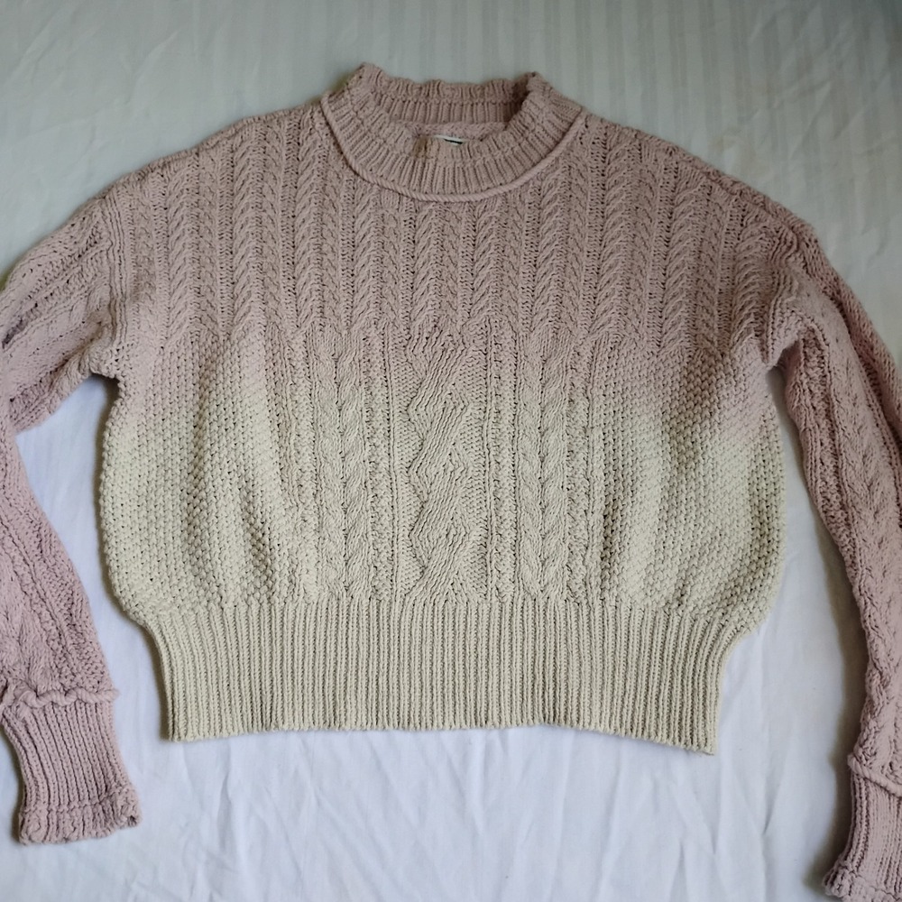 Anthropologie Sweater Small Marci Dip Dyed Cable Knit Preppy Slouchy Casual Boho